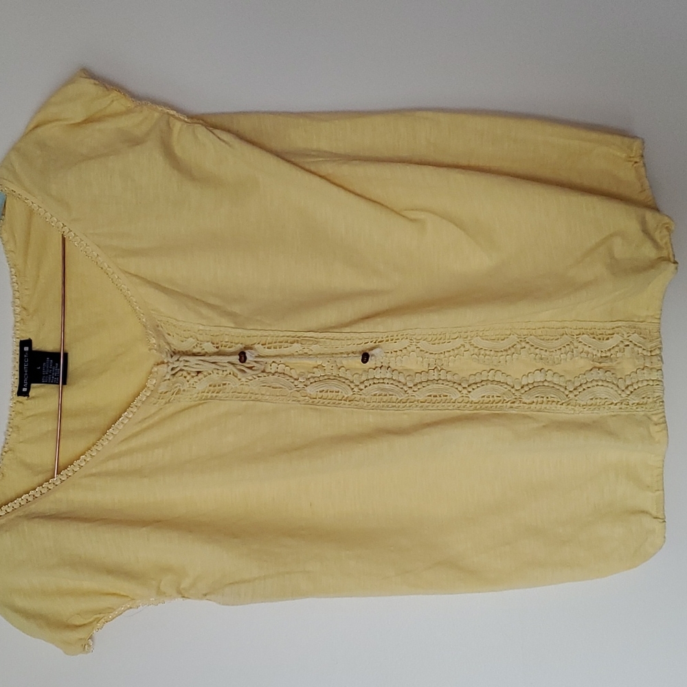 Lemon yellow crochet boho top